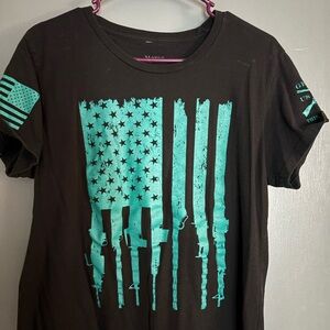 Grunt Style Black Tee with Teal Graphic